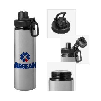 Πρατήριο καυσίμων AEGEAN, Metallic water bottle with safety cap, 850ml aluminum