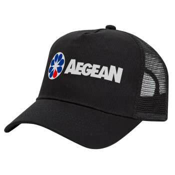 Πρατήριο καυσίμων AEGEAN, Trucker Hat with Mesh, Black, (COTTON, KIDS, UNISEX, ONE SIZE)