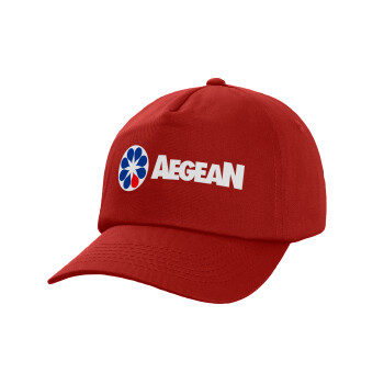 Πρατήριο καυσίμων AEGEAN, Children's Baseball Cap, 100% Cotton Twill, Red (COTTON, CHILDREN'S, UNISEX, ONE SIZE)