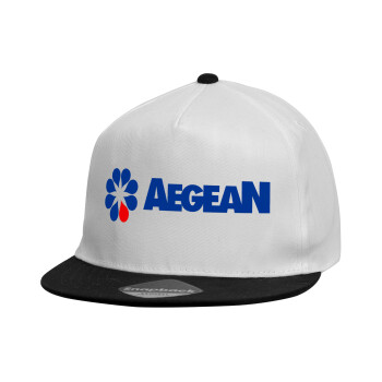 Πρατήριο καυσίμων AEGEAN, Καπέλο παιδικό Flat Snapback, Λευκό (100% ΒΑΜΒΑΚΕΡΟ, ΠΑΙΔΙΚΟ, UNISEX, ONE SIZE)