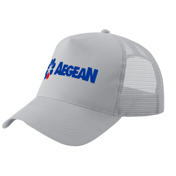 Πρατήριο καυσίμων AEGEAN, Adult Structured Trucker Hat, with Mesh, GRAY (100% COTTON, ADULT, UNISEX, ONE SIZE)