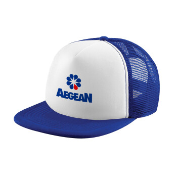 Πρατήριο καυσίμων AEGEAN, Adult Soft Trucker Hat with Blue/White Mesh (POLYESTER, ADULT, UNISEX, ONE SIZE)