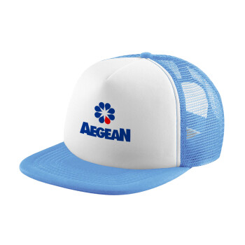 Πρατήριο καυσίμων AEGEAN, Καπέλο παιδικό Soft Trucker με Δίχτυ ΓΑΛΑΖΙΟ/ΛΕΥΚΟ (POLYESTER, ΠΑΙΔΙΚΟ, ONE SIZE)