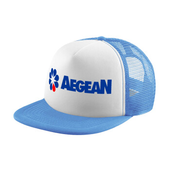 Πρατήριο καυσίμων AEGEAN, Καπέλο παιδικό Soft Trucker με Δίχτυ ΓΑΛΑΖΙΟ/ΛΕΥΚΟ (POLYESTER, ΠΑΙΔΙΚΟ, ONE SIZE)