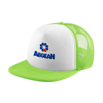 Πρατήριο καυσίμων AEGEAN, Adult Soft Trucker Hat with Mesh GREEN/WHITE (POLYESTER, ADULT, ONE SIZE)