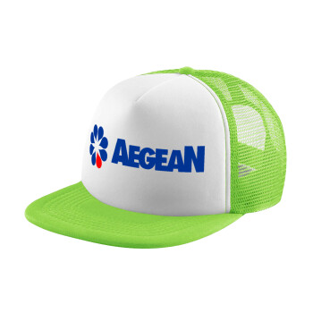 Πρατήριο καυσίμων AEGEAN, Καπέλο παιδικό Soft Trucker με Δίχτυ ΠΡΑΣΙΝΟ/ΛΕΥΚΟ (POLYESTER, ΠΑΙΔΙΚΟ, ONE SIZE)