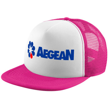 Πρατήριο καυσίμων AEGEAN, Καπέλο παιδικό Soft Trucker με Δίχτυ ΡΟΖ/ΛΕΥΚΟ (POLYESTER, ΠΑΙΔΙΚΟ, ONE SIZE)