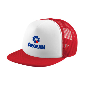 Πρατήριο καυσίμων AEGEAN, Adult Soft Trucker Hat with Red/White Mesh (POLYESTER, ADULT, UNISEX, ONE SIZE)