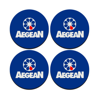 Πρατήριο καυσίμων AEGEAN, SET of 4 round wooden coasters (9cm)