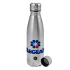 Metallic water bottle, stainless steel, 750ml