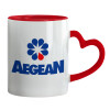 Mug heart red handle, ceramic, 330ml