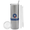 Eco friendly stainless steel Silver tumbler 600ml, with metal straw & cleaning brush