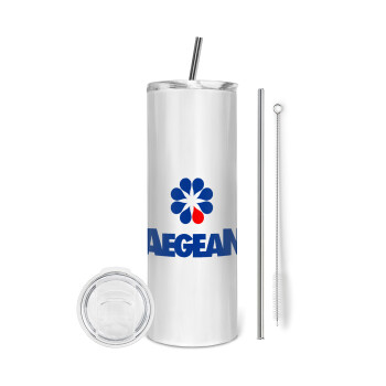 Πρατήριο καυσίμων AEGEAN, Tumbler stainless steel 600ml, with metal straw & cleaning brush