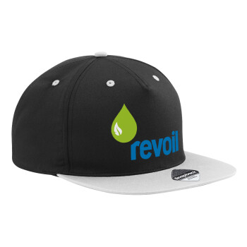 Πρατήριο καυσίμων REVOIL, Καπέλο Ενηλίκων Flat Snapback Μαύρο/Γκρι, (100% ΒΑΜΒΑΚΕΡΟ TWILL, ΕΝΗΛΙΚΩΝ, UNISEX, ONE SIZE)