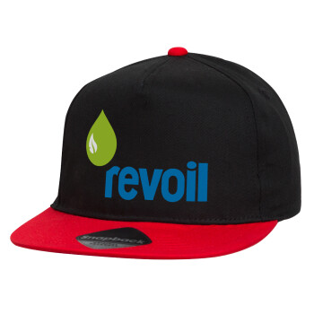 Πρατήριο καυσίμων REVOIL, Καπέλο παιδικό Flat Snapback, Μαύρο/Κόκκινο (100% ΒΑΜΒΑΚΕΡΟ, ΠΑΙΔΙΚΟ, UNISEX, ONE SIZE)