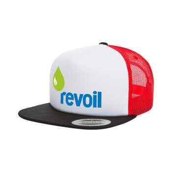 Πρατήριο καυσίμων REVOIL, Adult Foam Flat Snapback with Mesh Black-White-Red (POLYESTER, ADULT, UNISEX, ONE SIZE)