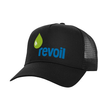 Πρατήριο καυσίμων REVOIL, Structured Trucker Adult Hat, with Mesh, Black (100% COTTON, ADULT, UNISEX, ONE SIZE)