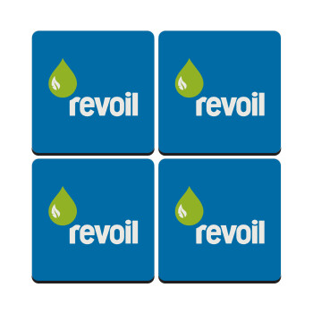 Πρατήριο καυσίμων REVOIL, ΣΕΤ 4 Σουβέρ ξύλινα τετράγωνα (9cm)