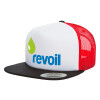 Adult Foam Flat Snapback with Mesh Black-White-Red (POLYESTER, ADULT, UNISEX, ONE SIZE)