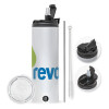 Travel Tumbler 2 Lids, with metal straw & cleaning brush (Stainless steel 304 Food grade, BPA free, 600ml)