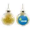 Transparent Christmas tree ball ornament with gold filling 8cm