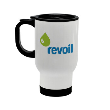 Πρατήριο καυσίμων REVOIL, Stainless steel travel mug with lid, double wall white 450ml