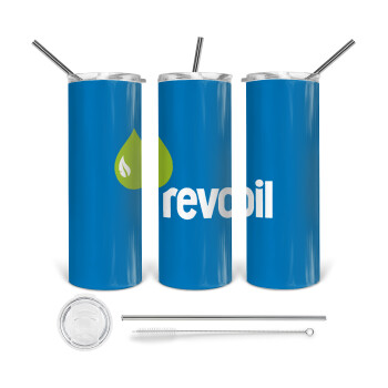 Πρατήριο καυσίμων REVOIL, Tumbler stainless steel 600ml, with metal straw & cleaning brush