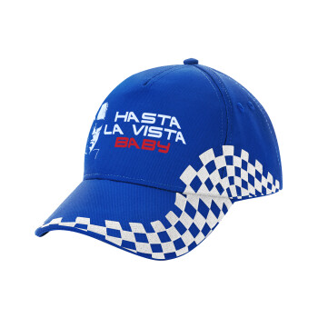 Terminator Hasta La Vista, Adult Ultimate BLUE RACING Cap, (100% COTTON DRILL, ADULT, UNISEX, ONE SIZE)