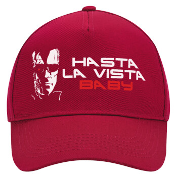 Terminator Hasta La Vista, Adult Ultimate Hat RED, (100% COTTON DRILL, ADULT, UNISEX, ONE SIZE)