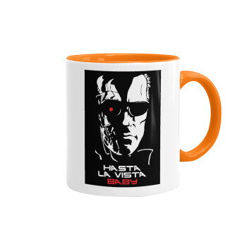 Terminator Hasta La Vista, Κούπα χρωματιστή πορτοκαλί, κεραμική, 330ml