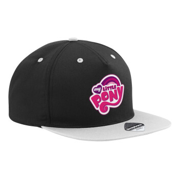 My Little Pony, Adult Flat Snapback Hat Black/Grey, (100% COTTON TWILL, ADULT, UNISEX, ONE SIZE)