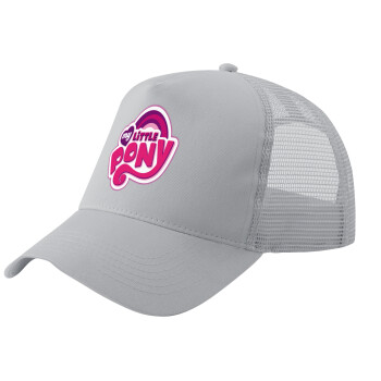 My Little Pony, Adult Structured Trucker Hat, with Mesh, GRAY (100% COTTON, ADULT, UNISEX, ONE SIZE)