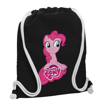 My Little Pony, Backpack pouch GYMBAG Black, with pocket (40x48cm) & thick white cords