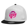 Child's Flat Snapback Hat, White (100% COTTON, CHILDREN'S, UNISEX, ONE SIZE)