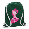 Backpack pouch GYMBAG BOTTLE GREEN, with pocket (40x48cm) & thick white cords