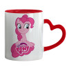 Mug heart red handle, ceramic, 330ml