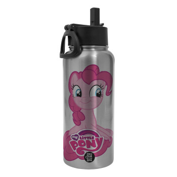 My Little Pony, Metal mug thermo Silver with Straw and Spout Lid (Stainless steel), double wall, 950ml