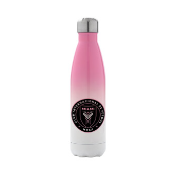 Inter Miami CF, Metal mug thermos Pink/White (Stainless steel), double wall, 500ml