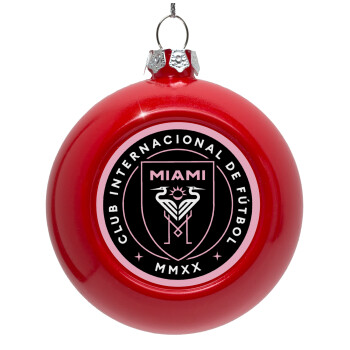 Inter Miami CF, Red Christmas tree ornament bauble 8cm