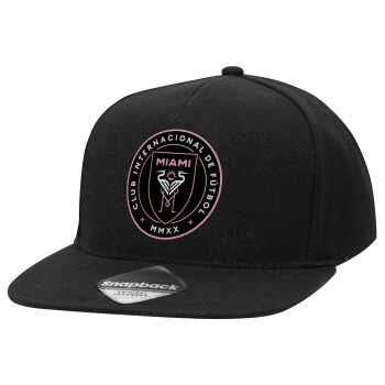 Inter Miami CF, Καπέλο Ενηλίκων Flat Snapback Μαύρο, (POLYESTER, ΕΝΗΛΙΚΩΝ, UNISEX, ONE SIZE)