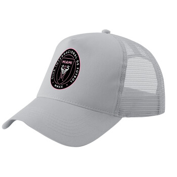 Inter Miami CF, Adult Structured Trucker Hat, with Mesh, GRAY (100% COTTON, ADULT, UNISEX, ONE SIZE)