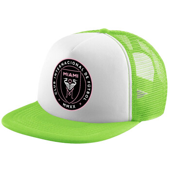 Ίντερ Μαϊάμι (Inter Miami CF), Καπέλο παιδικό Soft Trucker με Δίχτυ ΠΡΑΣΙΝΟ/ΛΕΥΚΟ (POLYESTER, ΠΑΙΔΙΚΟ, ONE SIZE)