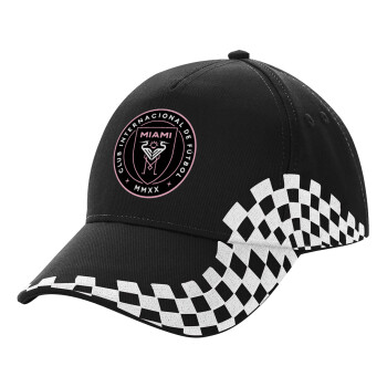 Inter Miami CF, Adult Ultimate BLACK RACING Cap, (100% COTTON DRILL, ADULT, UNISEX, ONE SIZE)