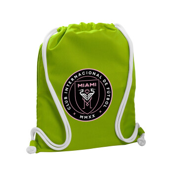 Inter Miami CF, Backpack bag GYMBAG LIME GREEN, with pocket (40x48cm) & thick cords