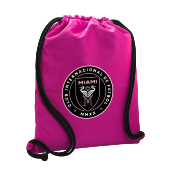 Inter Miami CF, Backpack pouch GYMBAG Fuchsia, with pocket (40x48cm) & thick cords