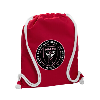 Inter Miami CF, Τσάντα πλάτης πουγκί GYMBAG Κόκκινη, με τσέπη (40x48cm) & χονδρά κορδόνια