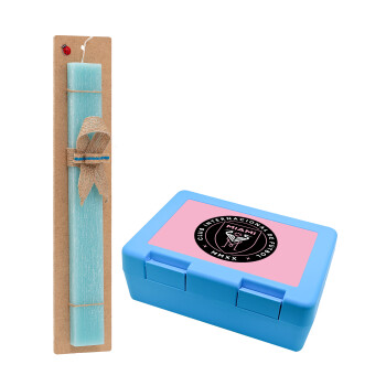 Inter Miami CF, Easter Set, children's snack container BLUE & Easter aromatic flat candle (30cm) (TURQUOISE)