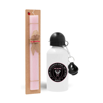 Inter Miami CF, Easter Set, metallic aluminum bottle (500ml) & aromatic flat Easter candle (30cm) (PINK)