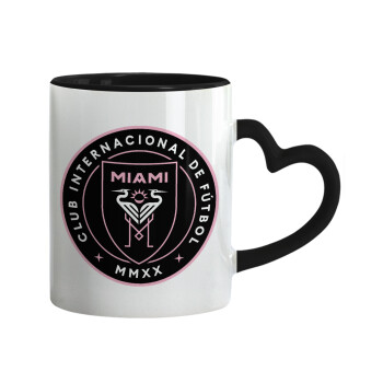 Ίντερ Μαϊάμι (Inter Miami CF), Κούπα καρδιά χερούλι μαύρη, κεραμική, 330ml