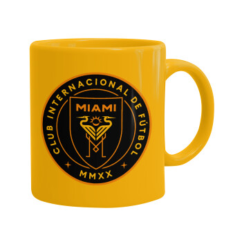 Inter Miami CF, Ceramic coffee mug yellow, 330ml (1pcs)
